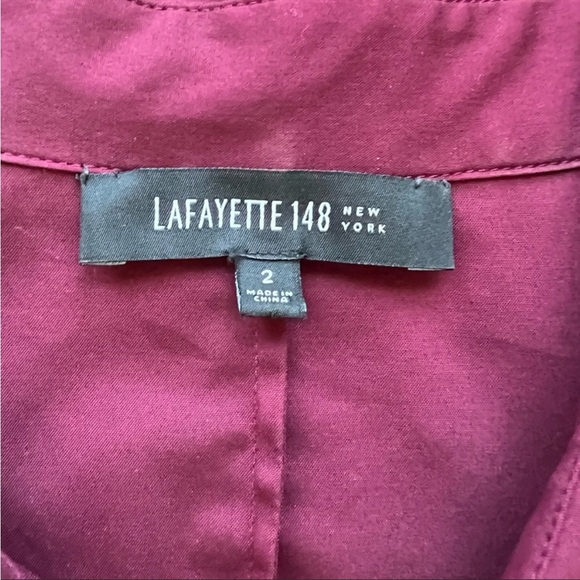 Lafayette 148 New York Button Down Dress Shirt in Burgundy Size 2 - Picture 2 of 5